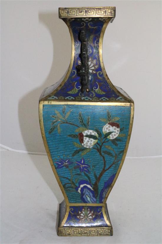 A Chinese cloisonné enamel vase, fanghu, early 19th century, 40.5cm